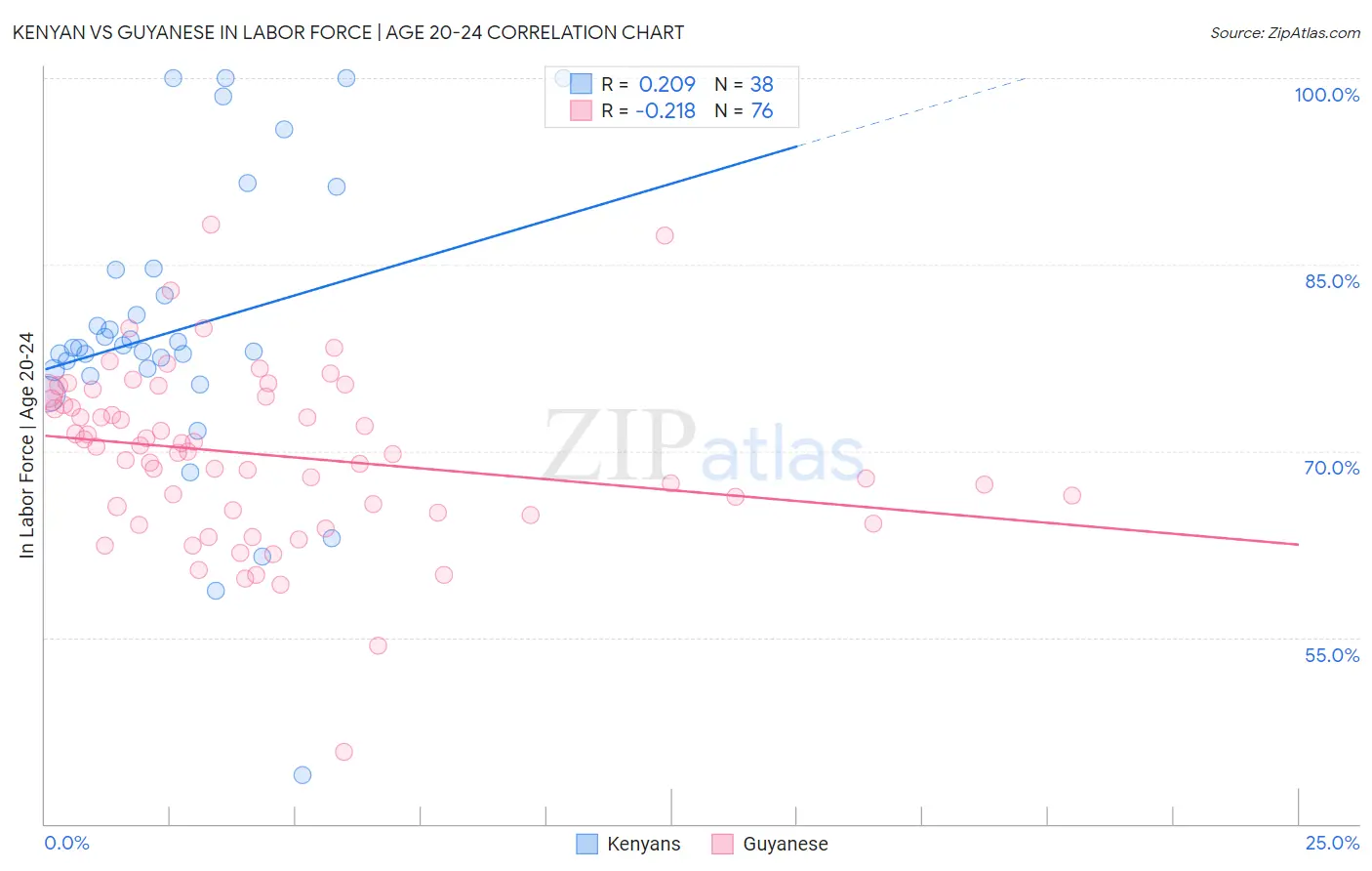 Kenyan vs Guyanese In Labor Force | Age 20-24