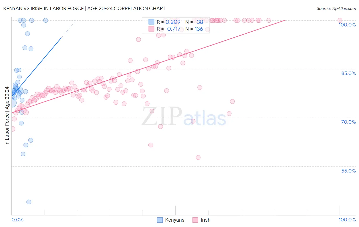 Kenyan vs Irish In Labor Force | Age 20-24