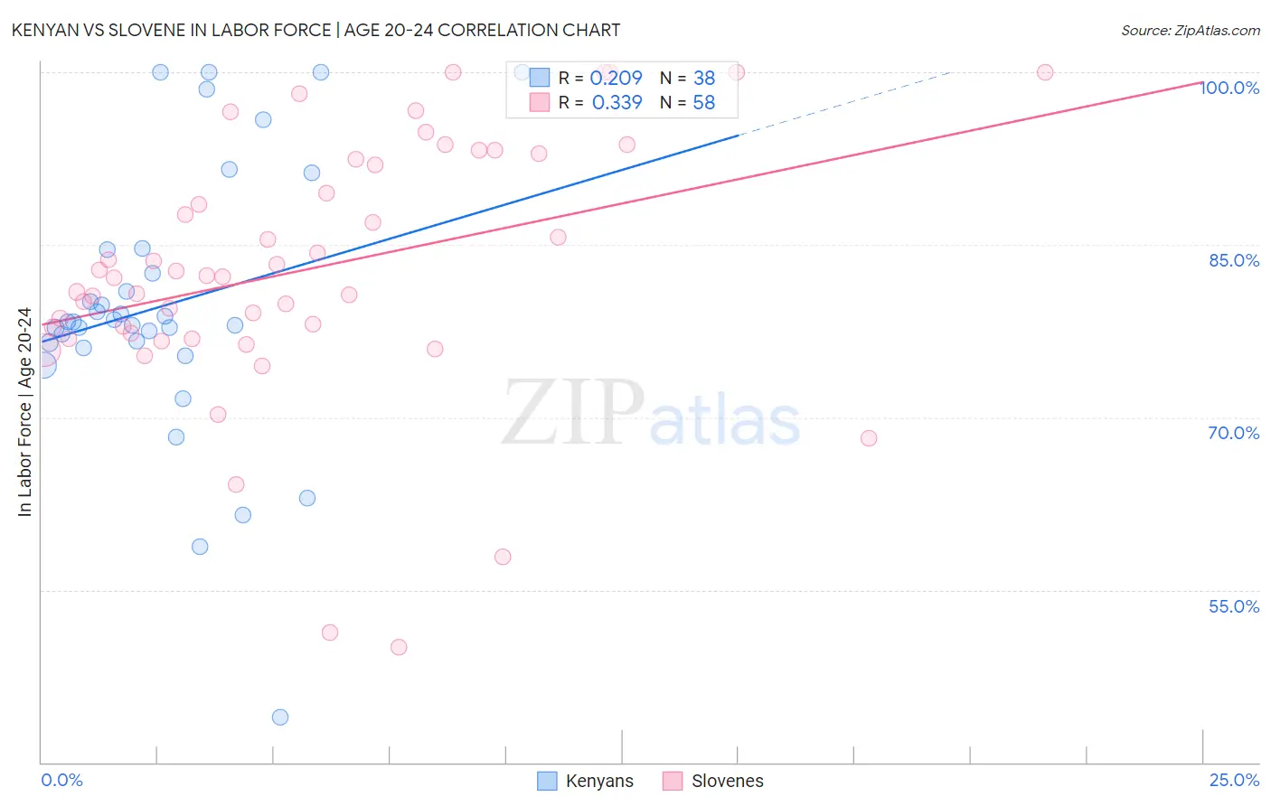 Kenyan vs Slovene In Labor Force | Age 20-24