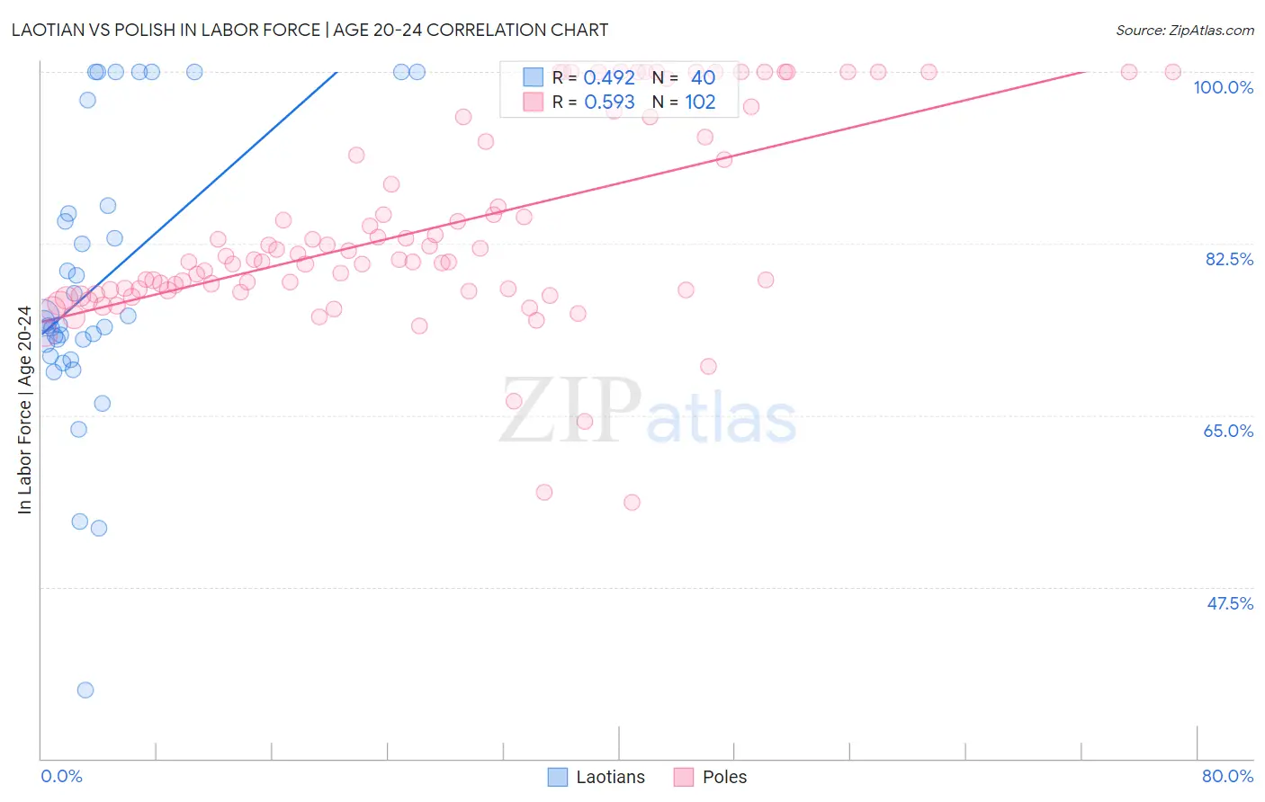 Laotian vs Polish In Labor Force | Age 20-24