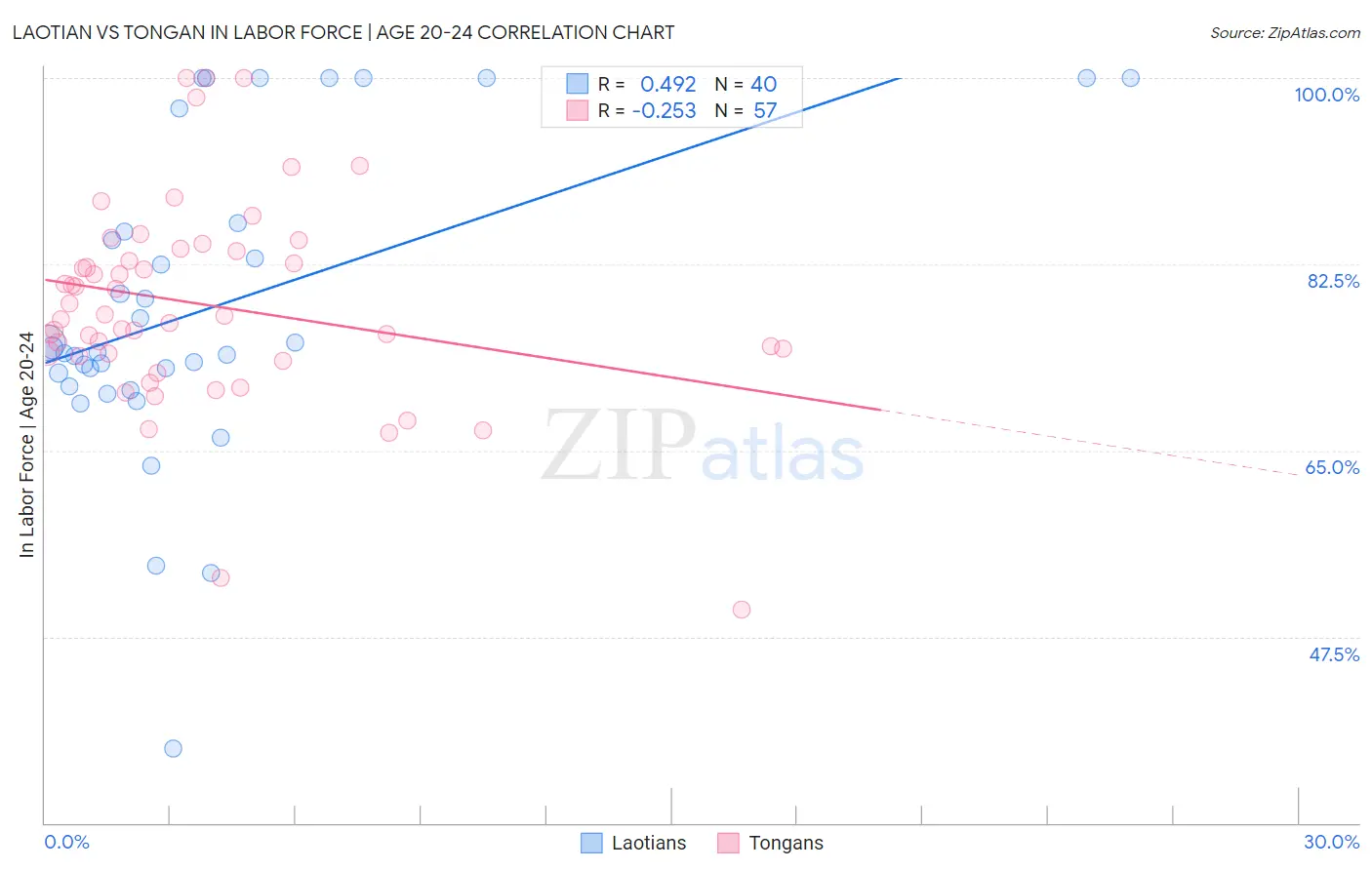 Laotian vs Tongan In Labor Force | Age 20-24