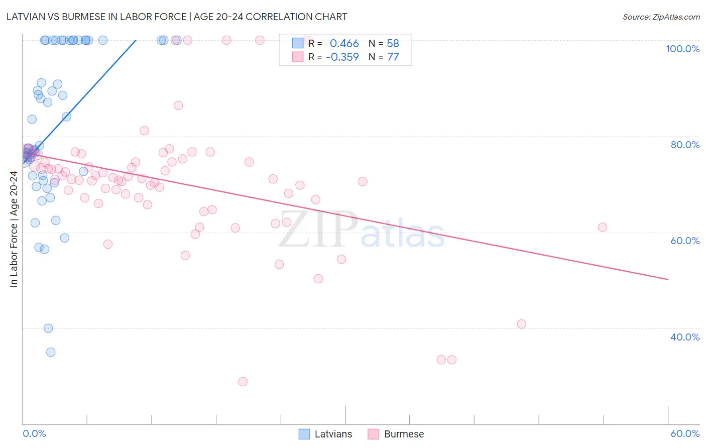 Latvian vs Burmese In Labor Force | Age 20-24