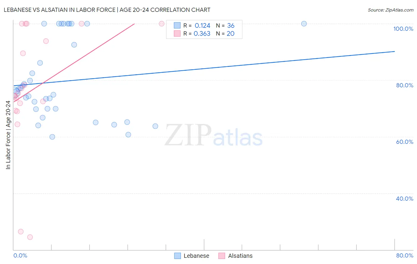 Lebanese vs Alsatian In Labor Force | Age 20-24