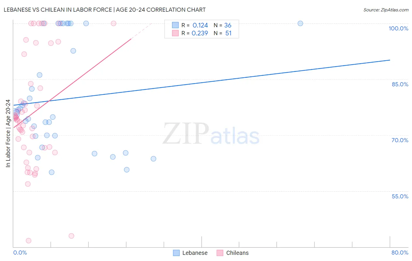 Lebanese vs Chilean In Labor Force | Age 20-24