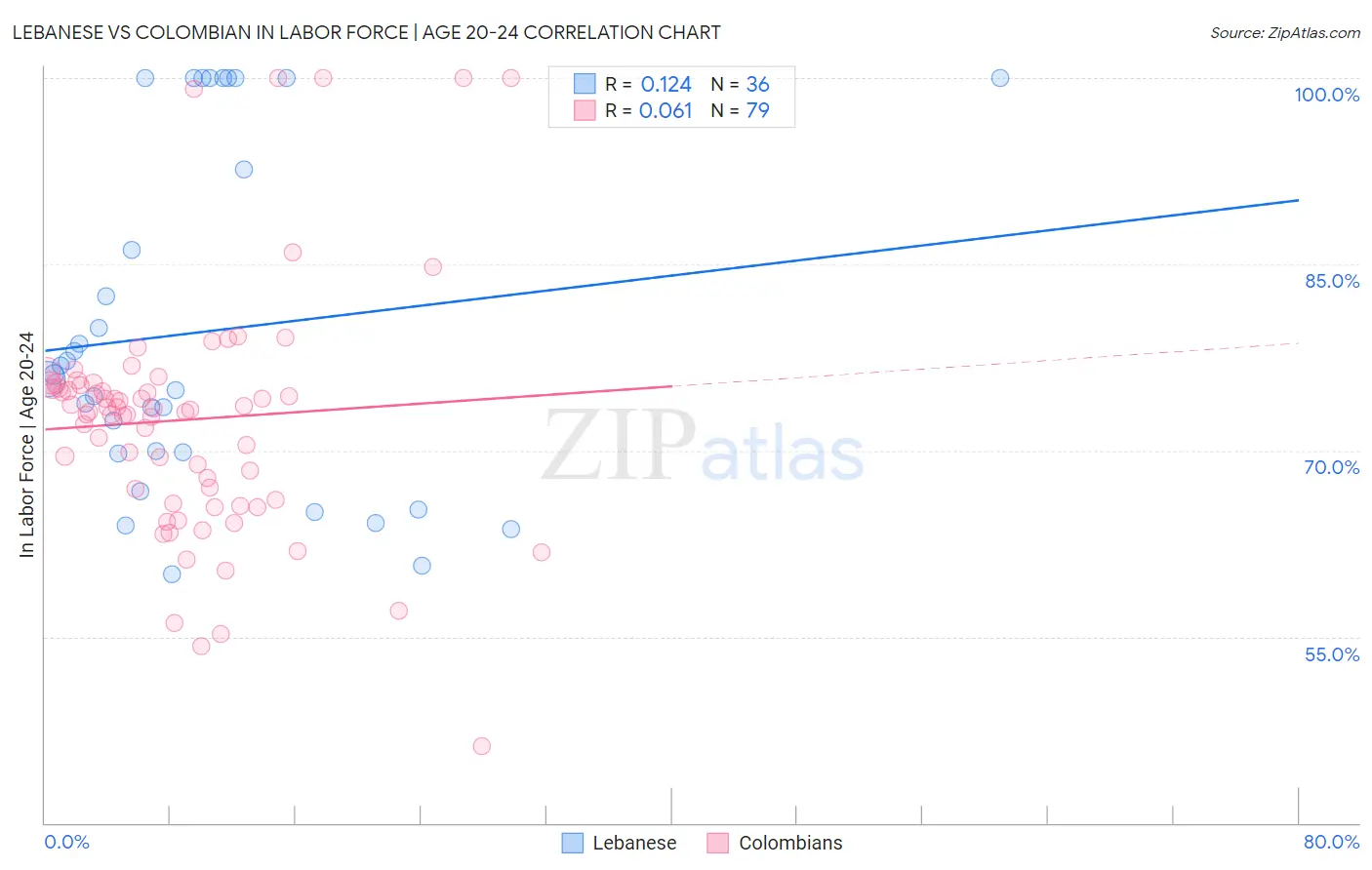 Lebanese vs Colombian In Labor Force | Age 20-24