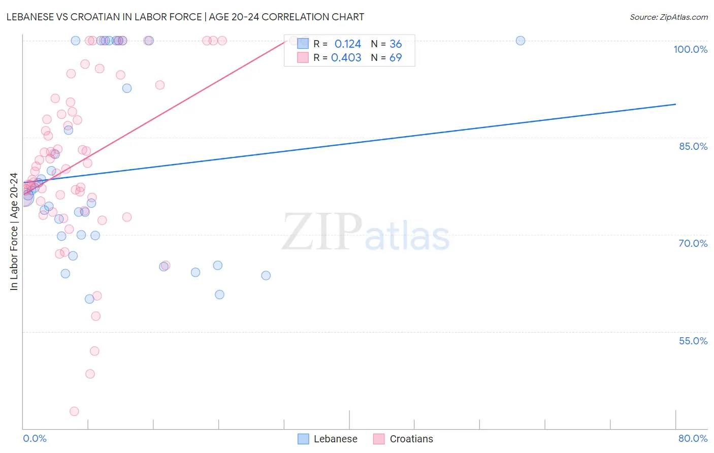 Lebanese vs Croatian In Labor Force | Age 20-24