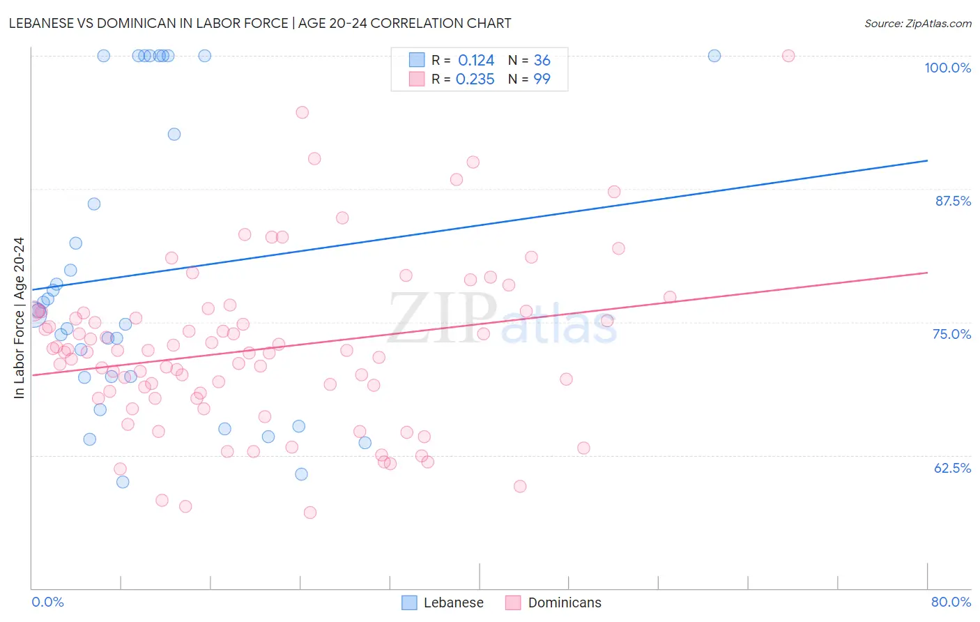 Lebanese vs Dominican In Labor Force | Age 20-24