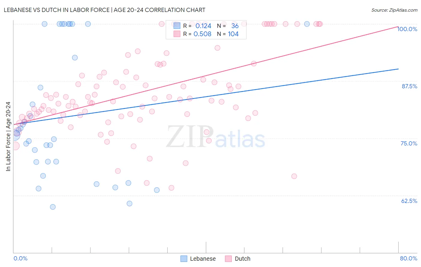 Lebanese vs Dutch In Labor Force | Age 20-24