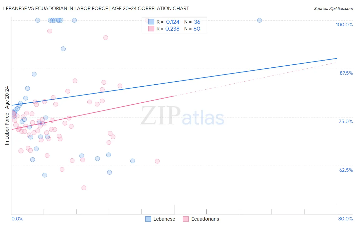 Lebanese vs Ecuadorian In Labor Force | Age 20-24