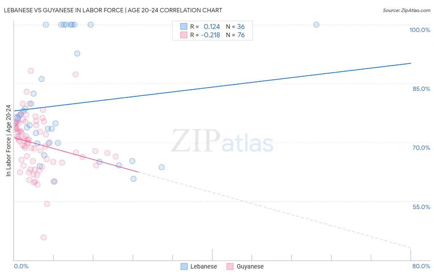 Lebanese vs Guyanese In Labor Force | Age 20-24