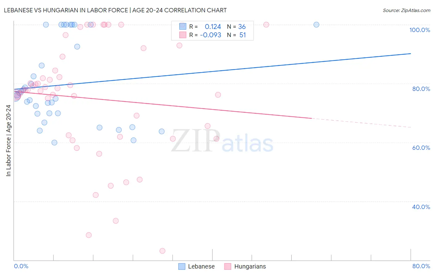 Lebanese vs Hungarian In Labor Force | Age 20-24