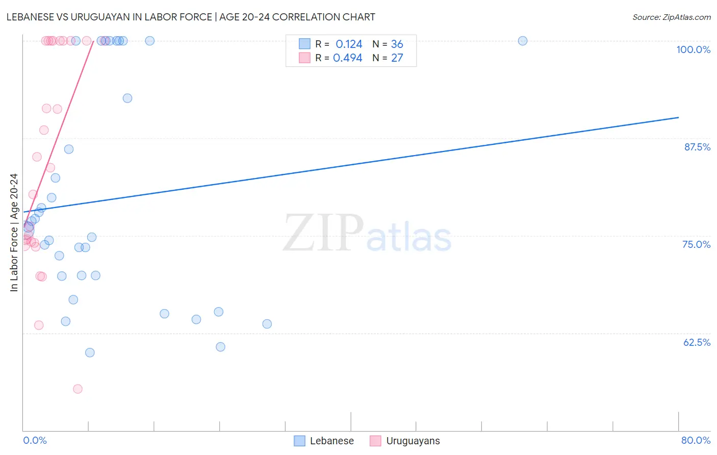 Lebanese vs Uruguayan In Labor Force | Age 20-24