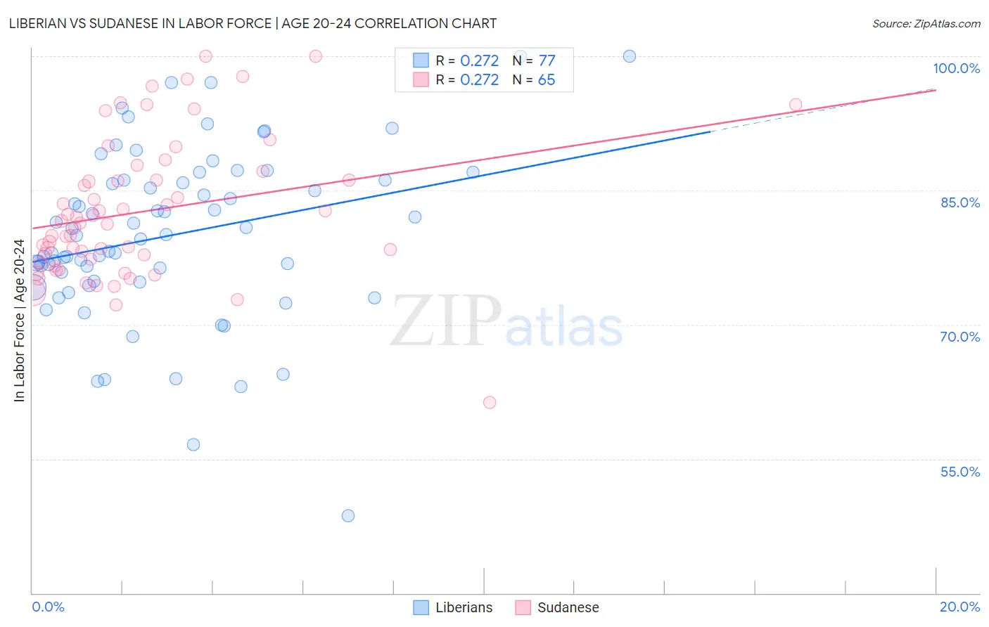 Liberian vs Sudanese In Labor Force | Age 20-24