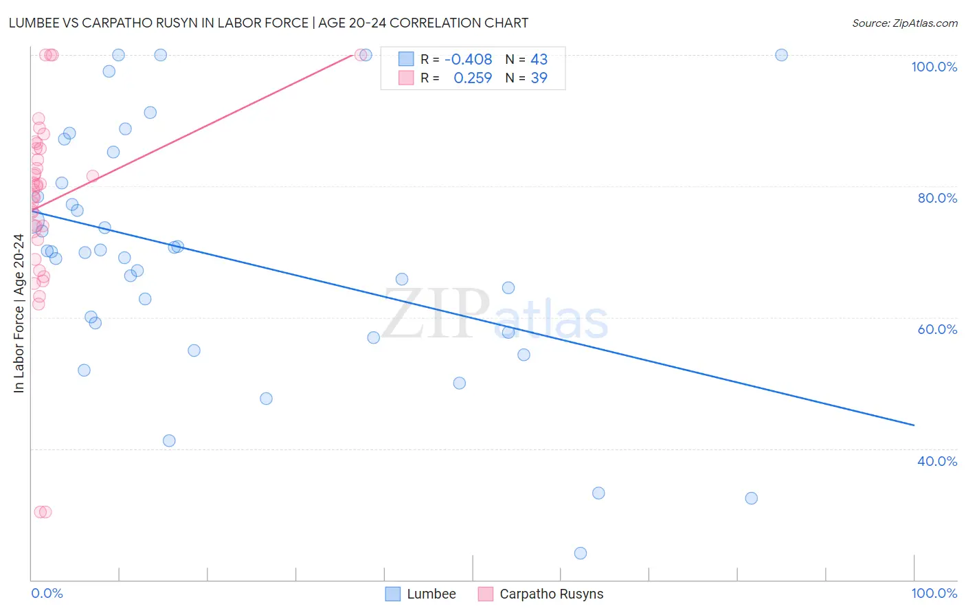 Lumbee vs Carpatho Rusyn In Labor Force | Age 20-24