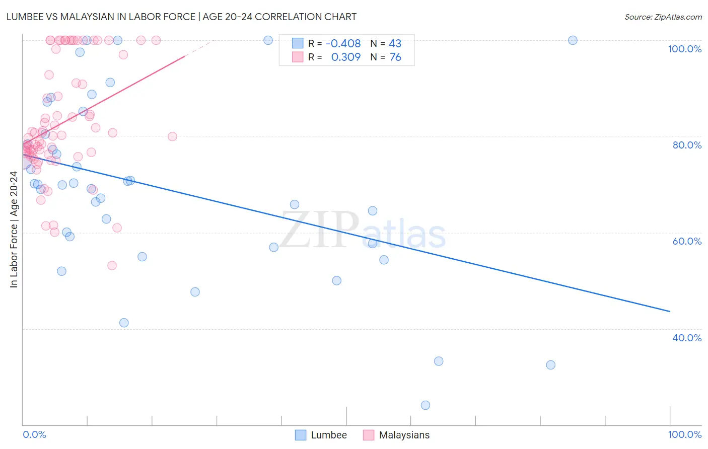 Lumbee vs Malaysian In Labor Force | Age 20-24