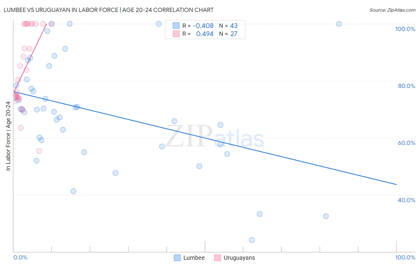 Lumbee vs Uruguayan In Labor Force | Age 20-24