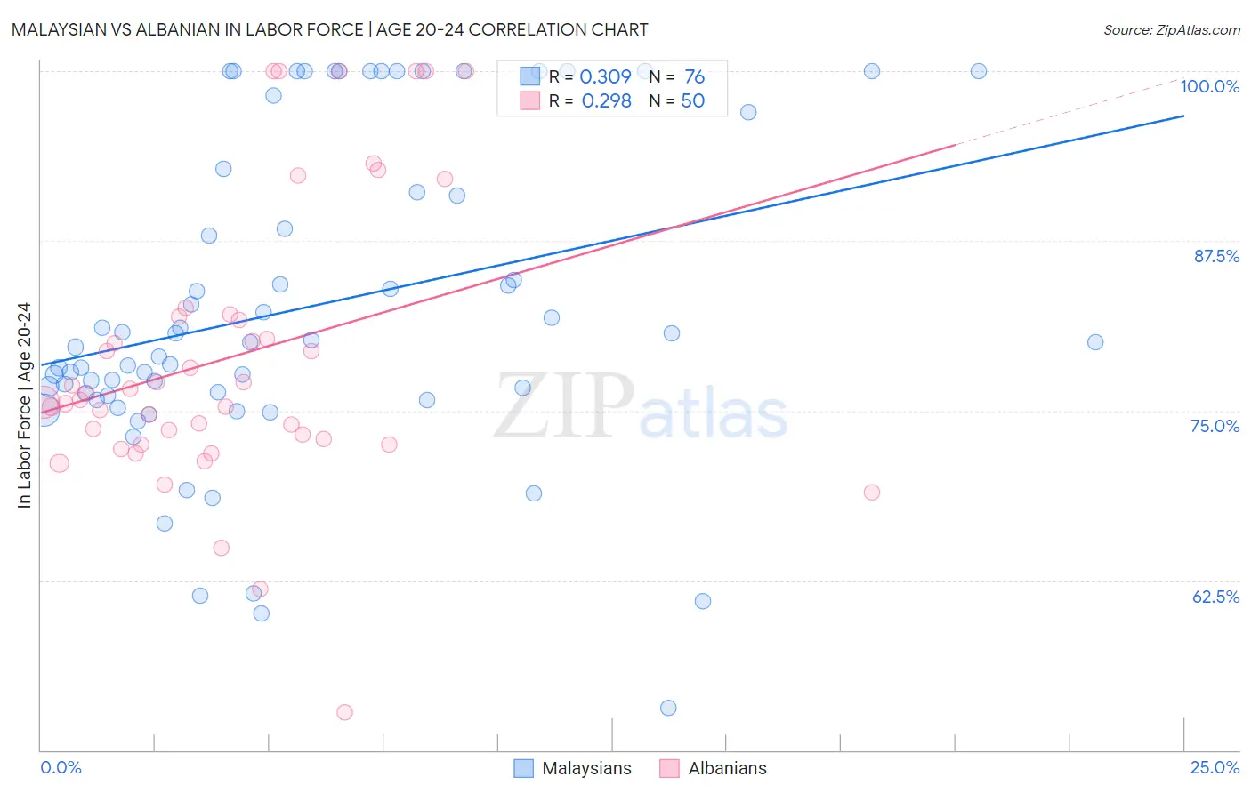Malaysian vs Albanian In Labor Force | Age 20-24