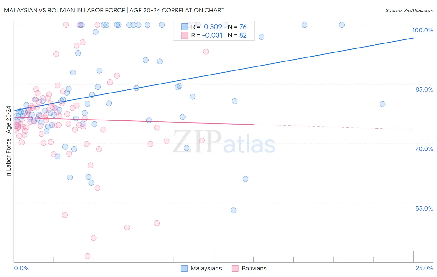 Malaysian vs Bolivian In Labor Force | Age 20-24