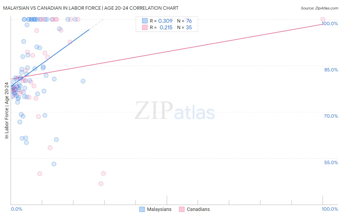 Malaysian vs Canadian In Labor Force | Age 20-24