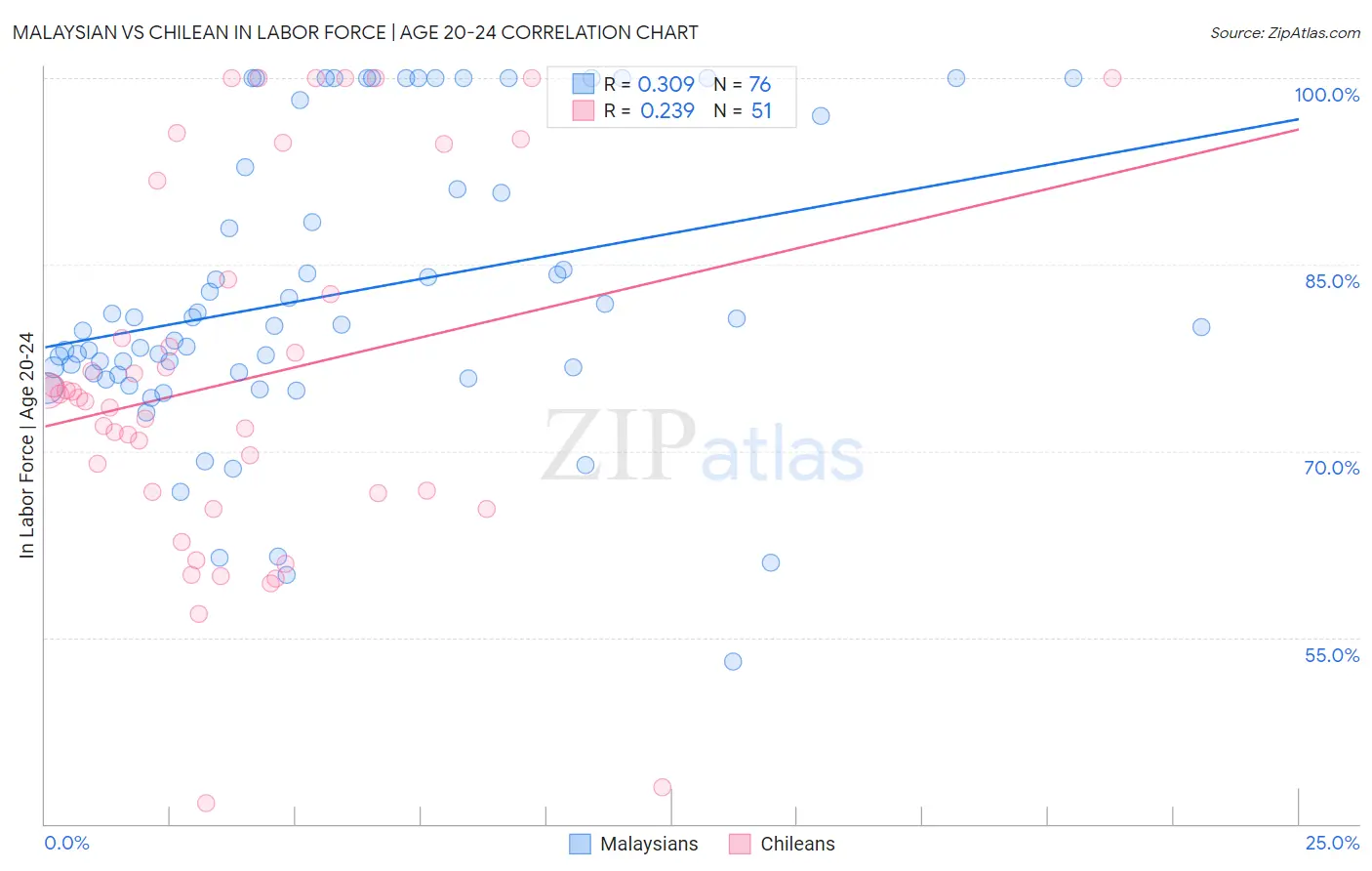 Malaysian vs Chilean In Labor Force | Age 20-24
