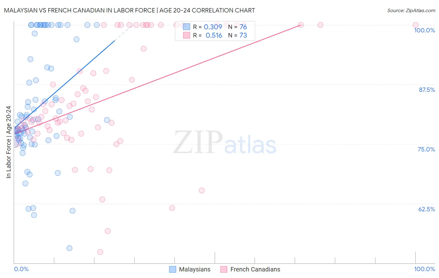 Malaysian vs French Canadian In Labor Force | Age 20-24