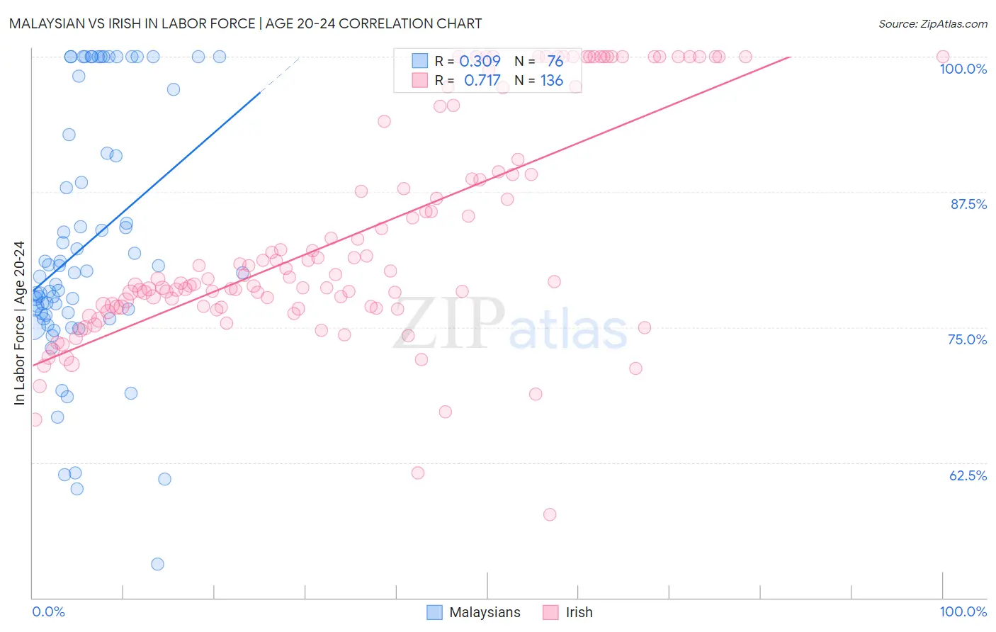 Malaysian vs Irish In Labor Force | Age 20-24