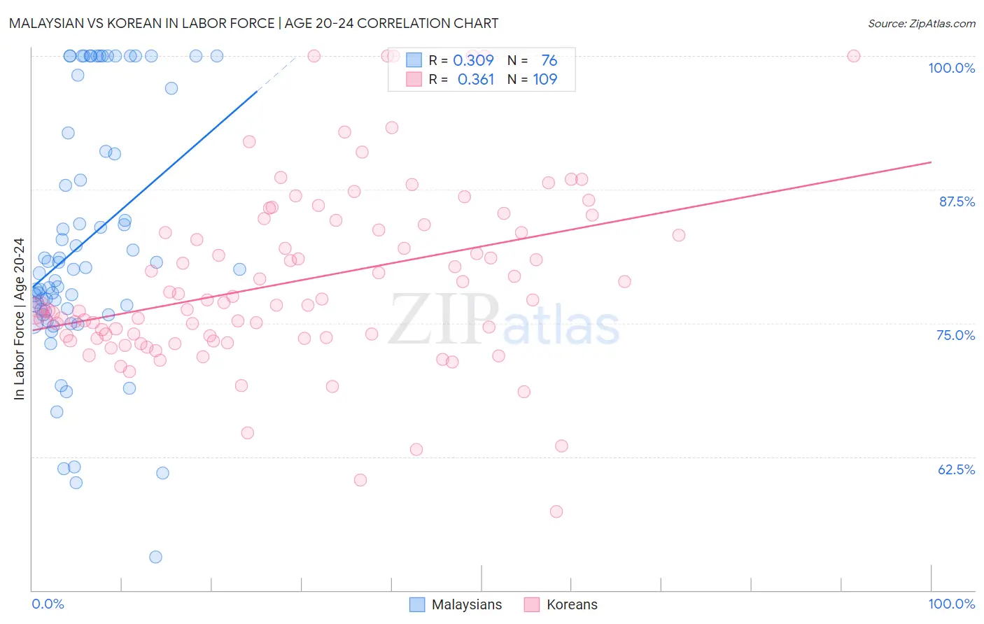 Malaysian vs Korean In Labor Force | Age 20-24