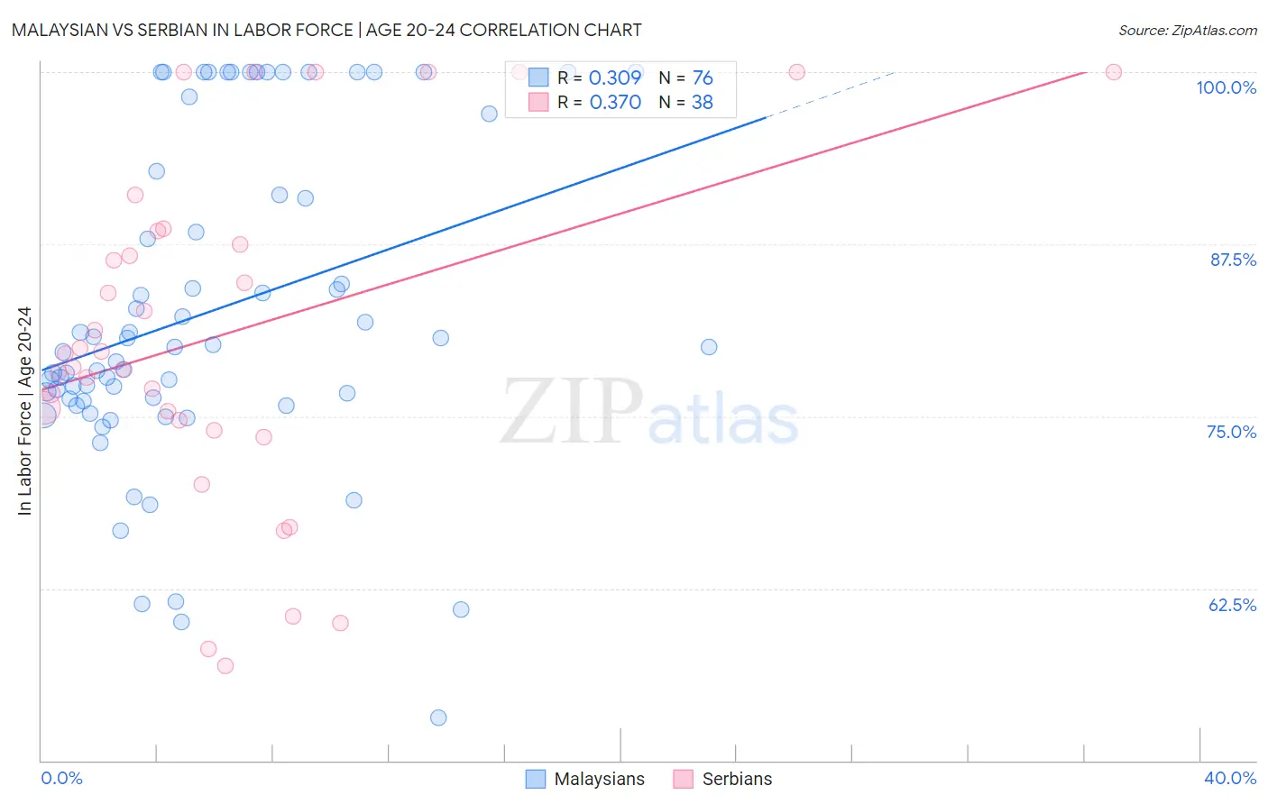 Malaysian vs Serbian In Labor Force | Age 20-24