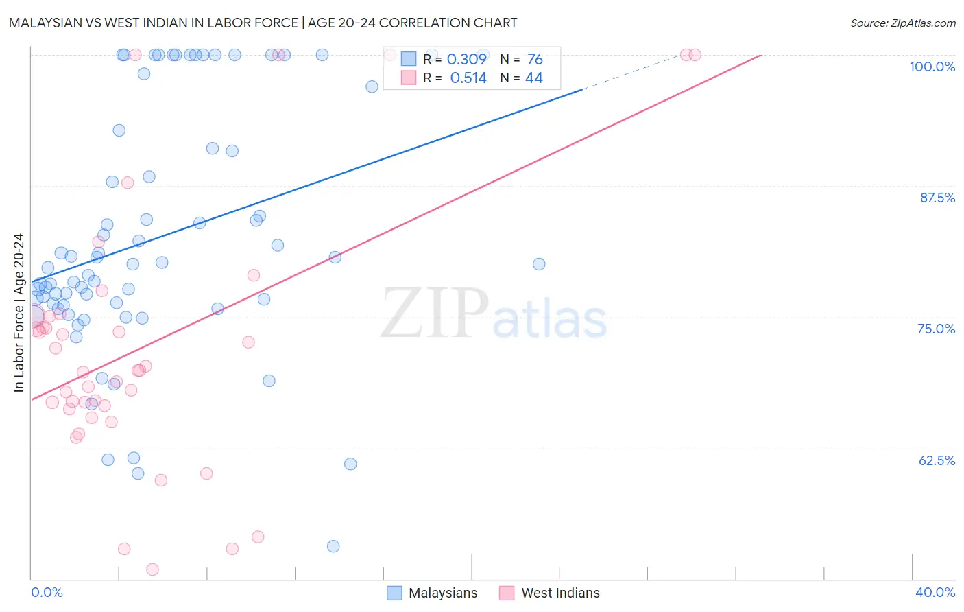 Malaysian vs West Indian In Labor Force | Age 20-24