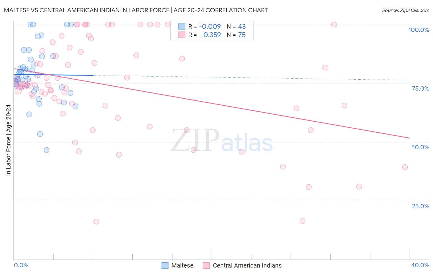 Maltese vs Central American Indian In Labor Force | Age 20-24