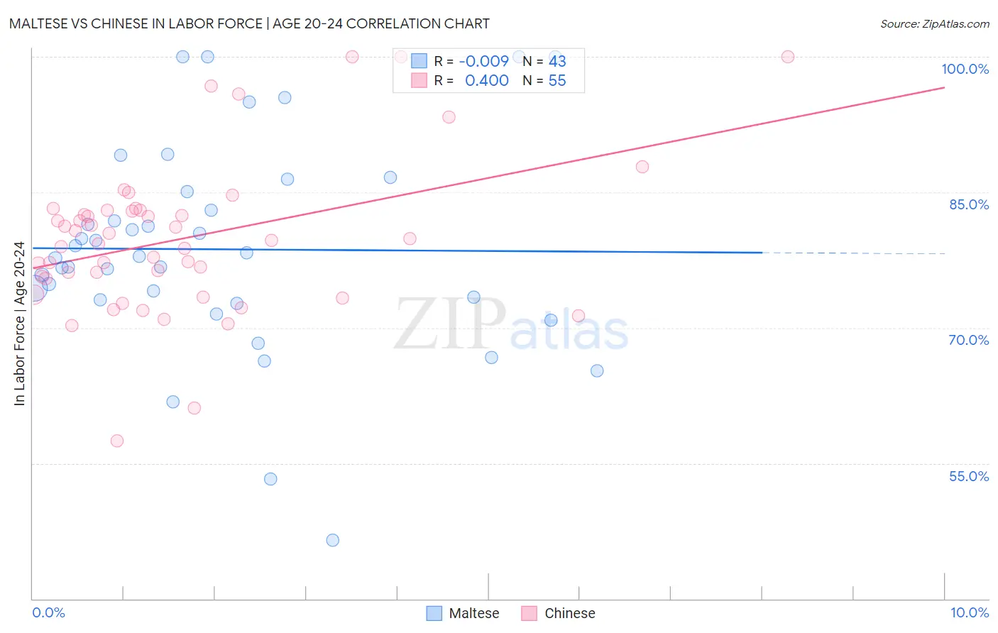 Maltese vs Chinese In Labor Force | Age 20-24