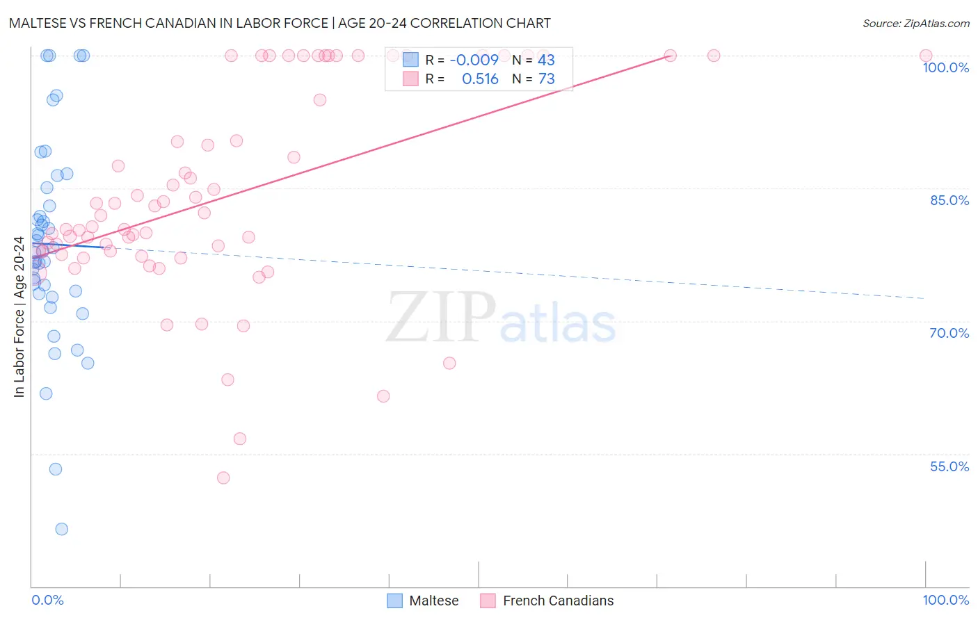 Maltese vs French Canadian In Labor Force | Age 20-24