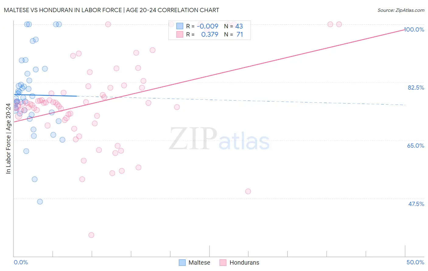Maltese vs Honduran In Labor Force | Age 20-24