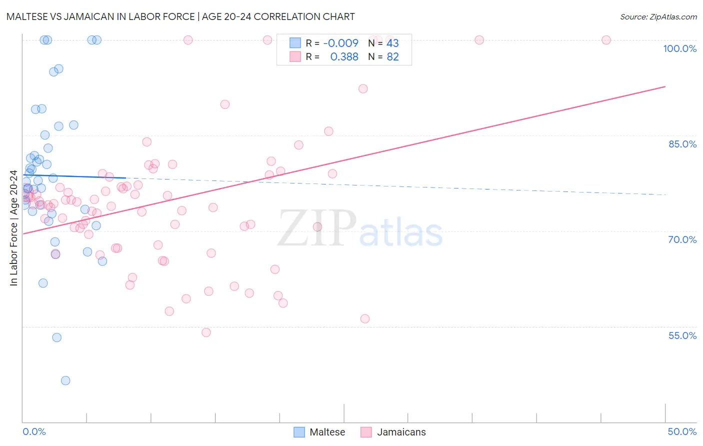 Maltese vs Jamaican In Labor Force | Age 20-24