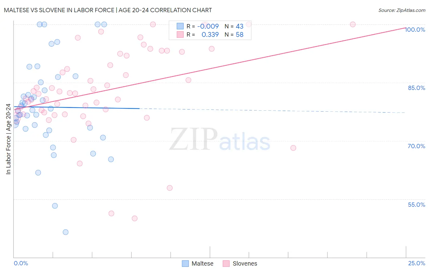 Maltese vs Slovene In Labor Force | Age 20-24