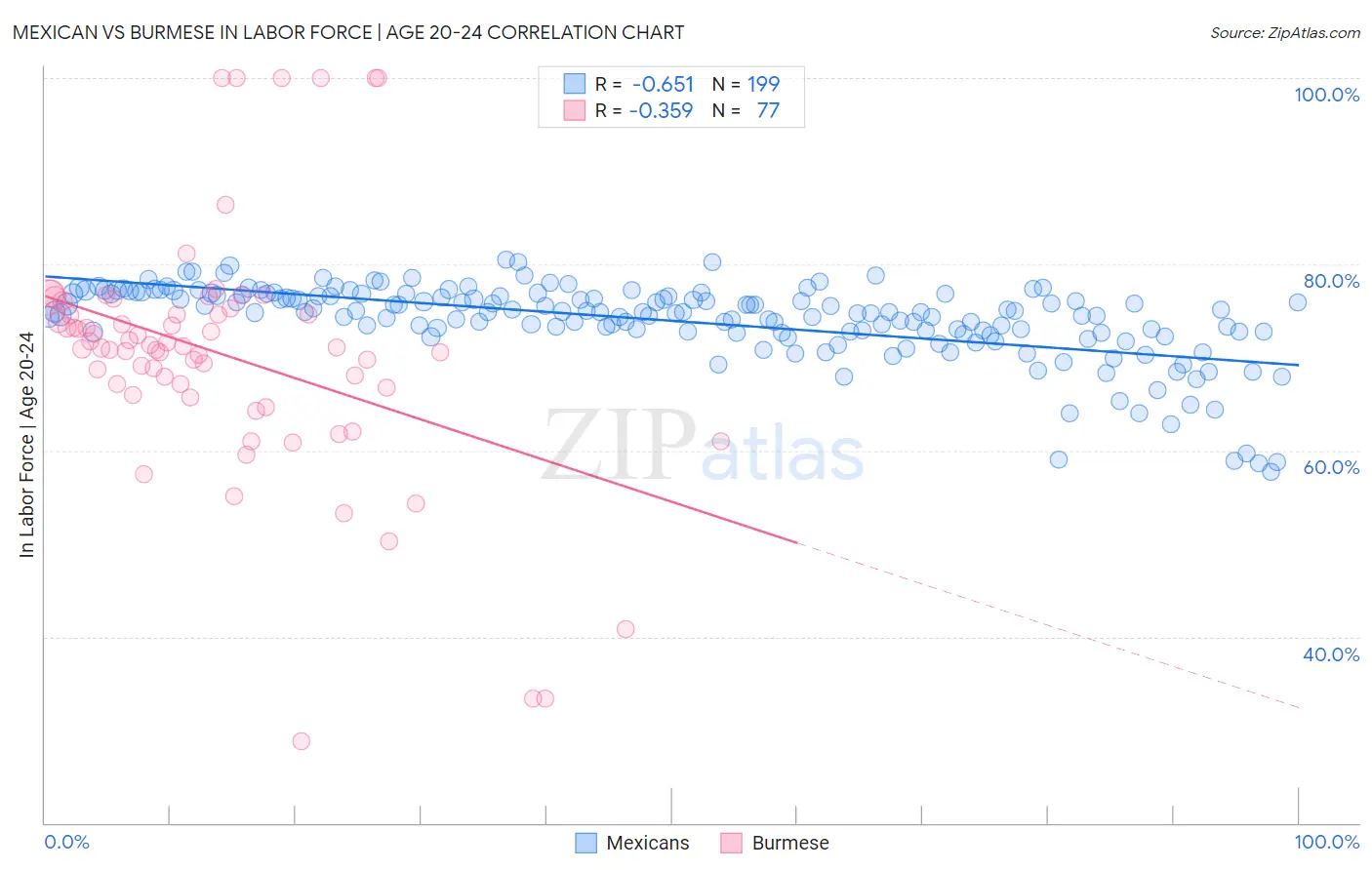 Mexican vs Burmese In Labor Force | Age 20-24