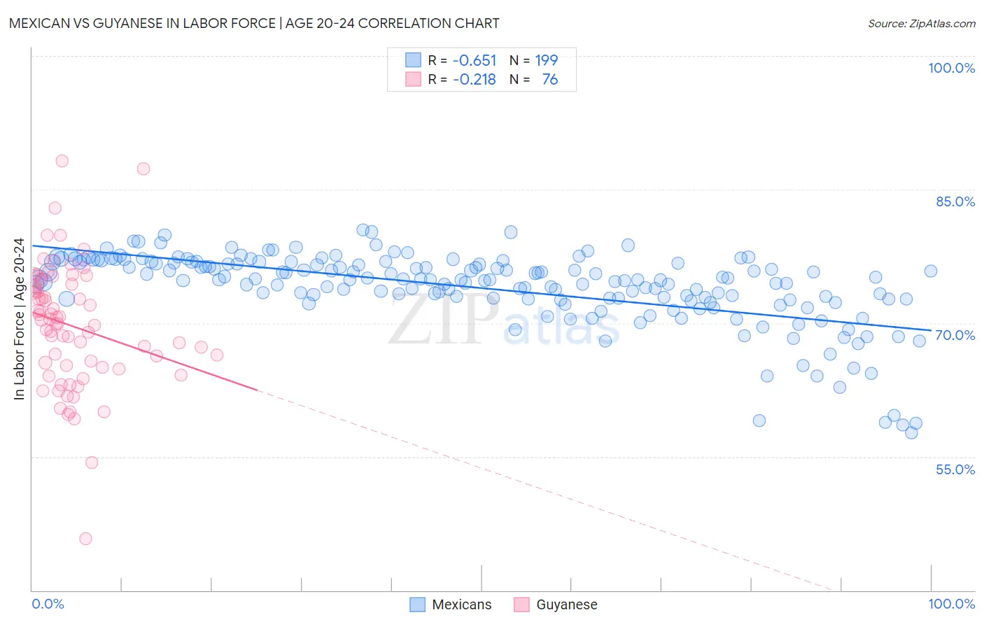 Mexican vs Guyanese In Labor Force | Age 20-24