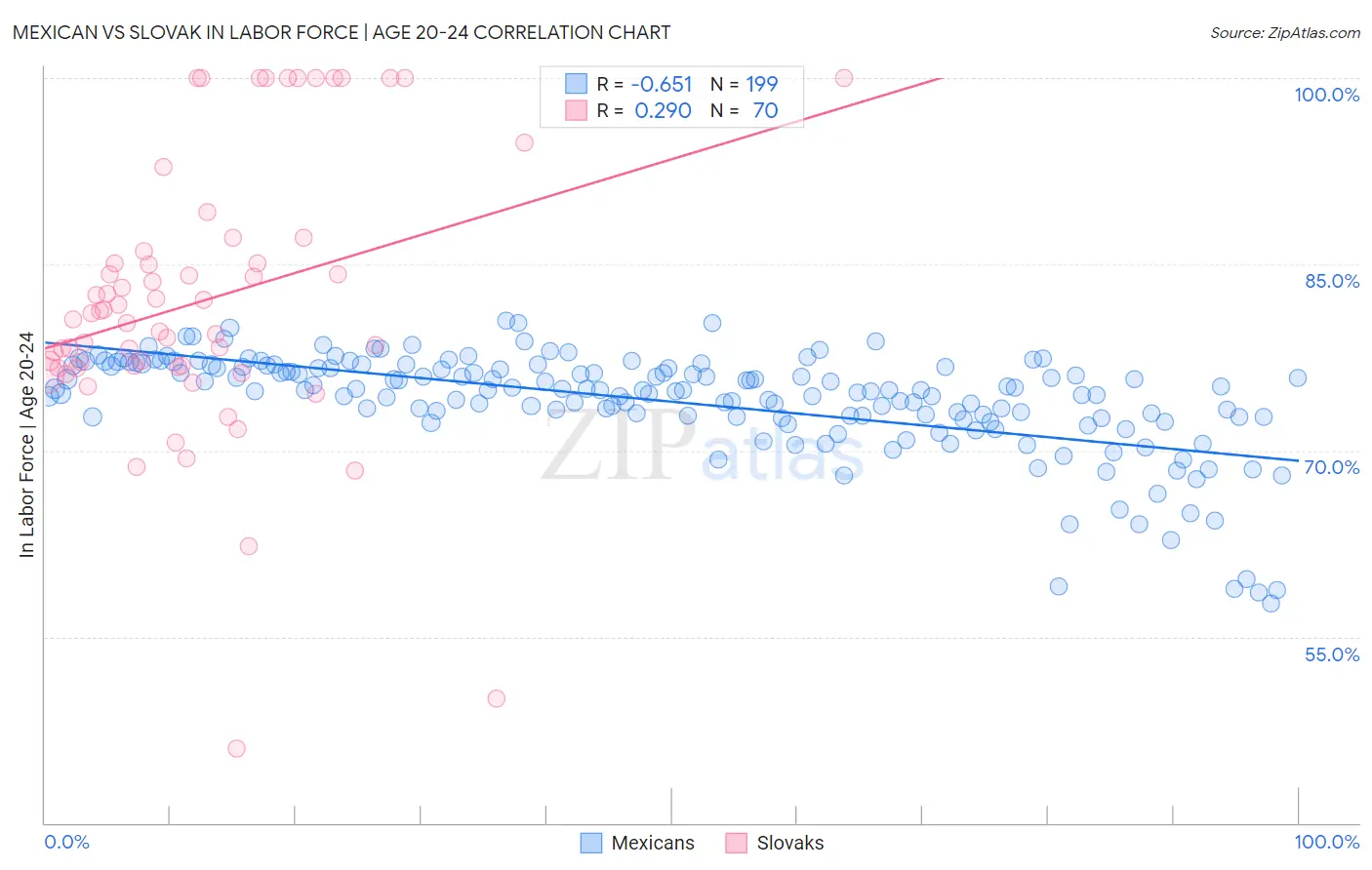 Mexican vs Slovak In Labor Force | Age 20-24