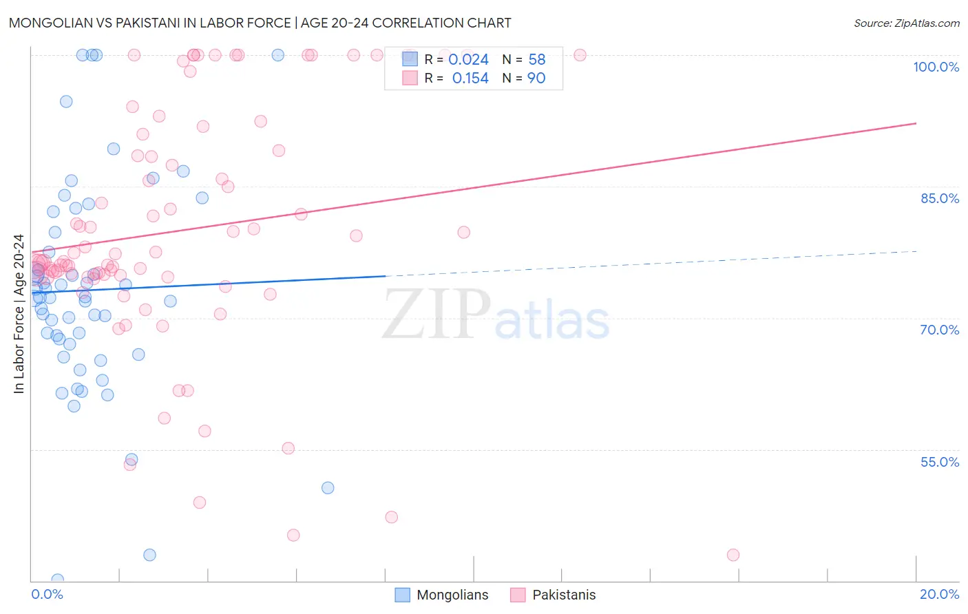 Mongolian vs Pakistani In Labor Force | Age 20-24