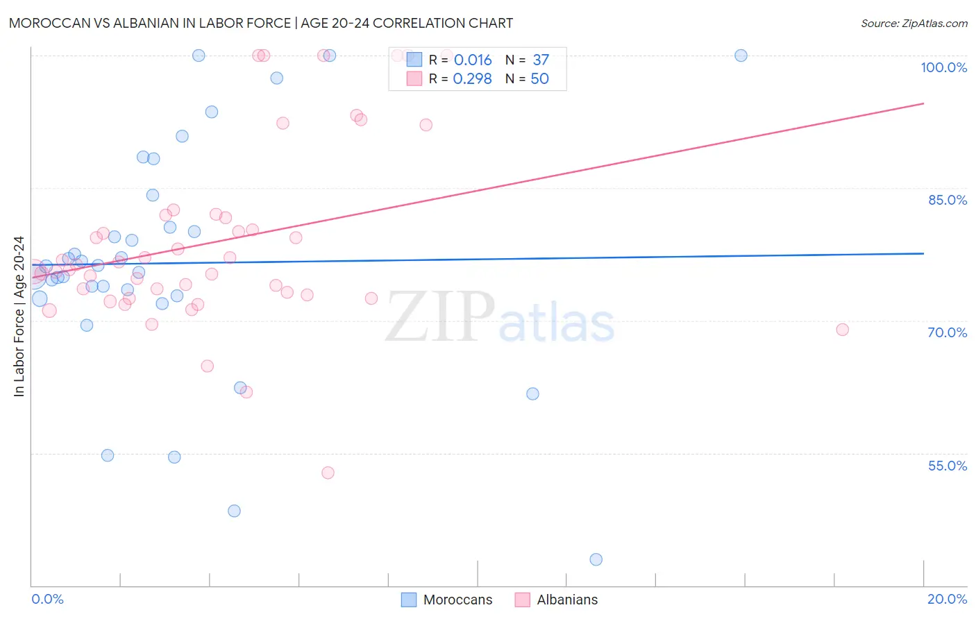 Moroccan vs Albanian In Labor Force | Age 20-24