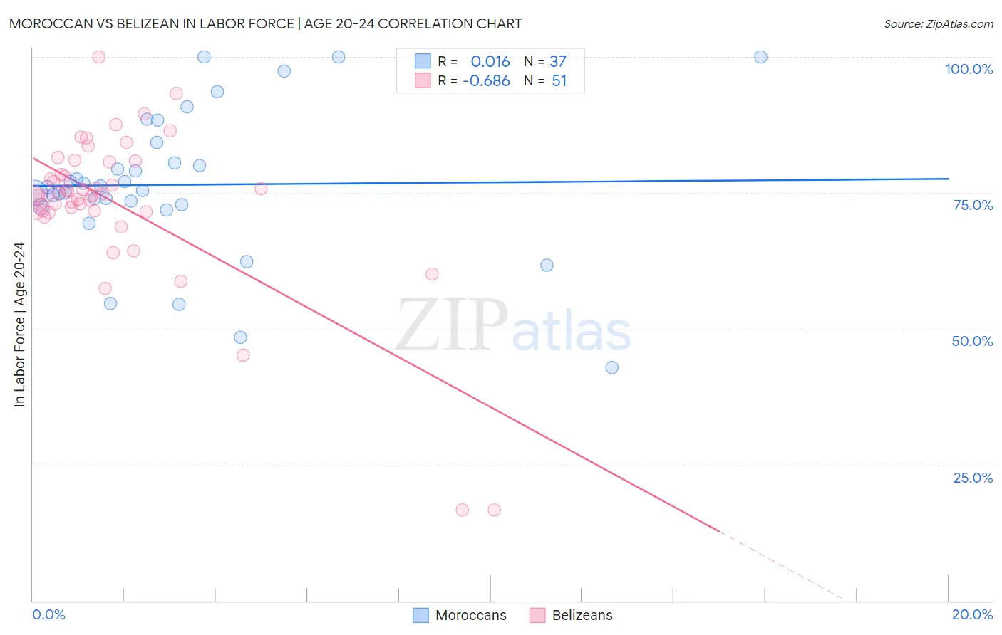 Moroccan vs Belizean In Labor Force | Age 20-24