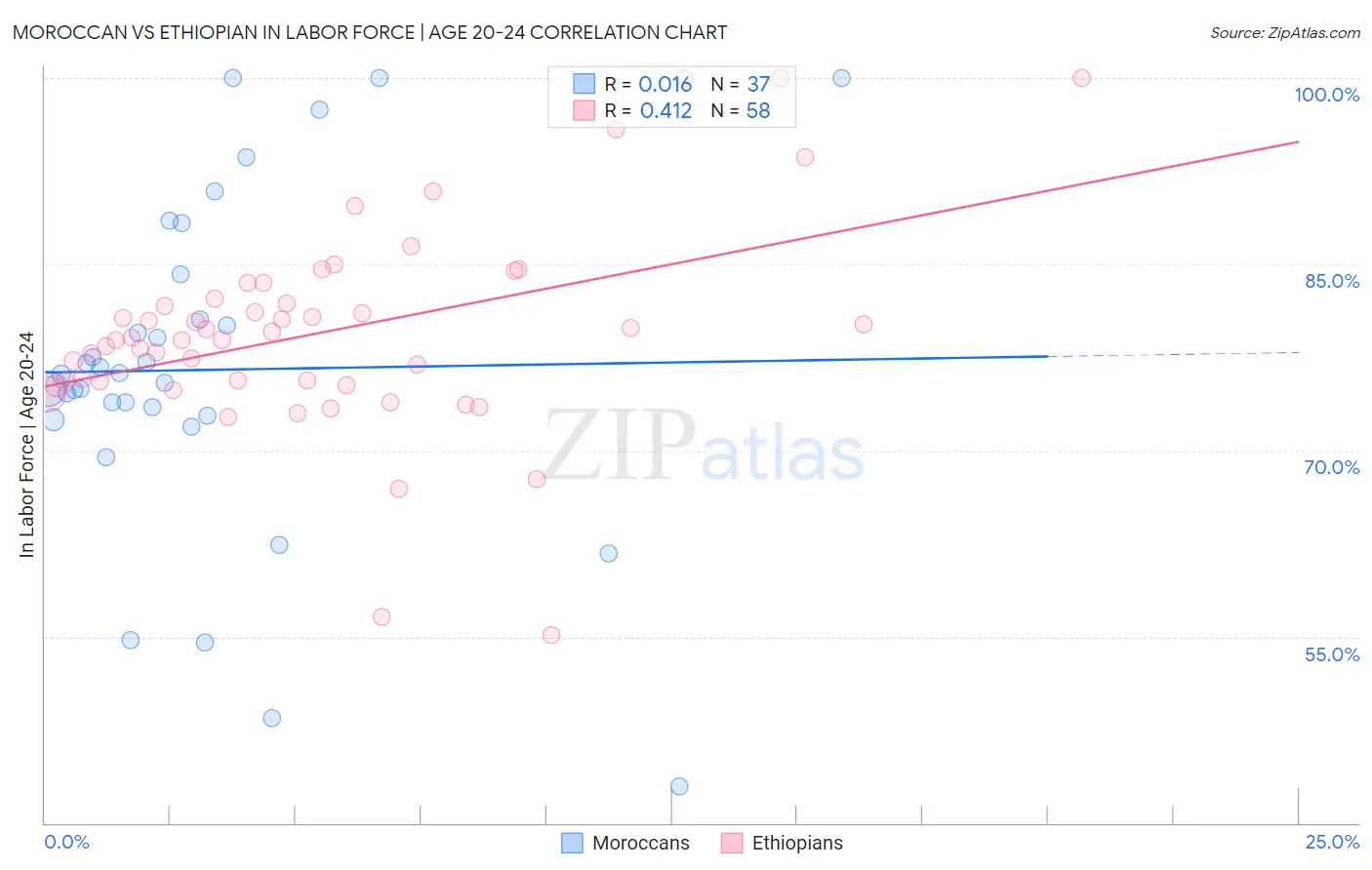 Moroccan vs Ethiopian In Labor Force | Age 20-24