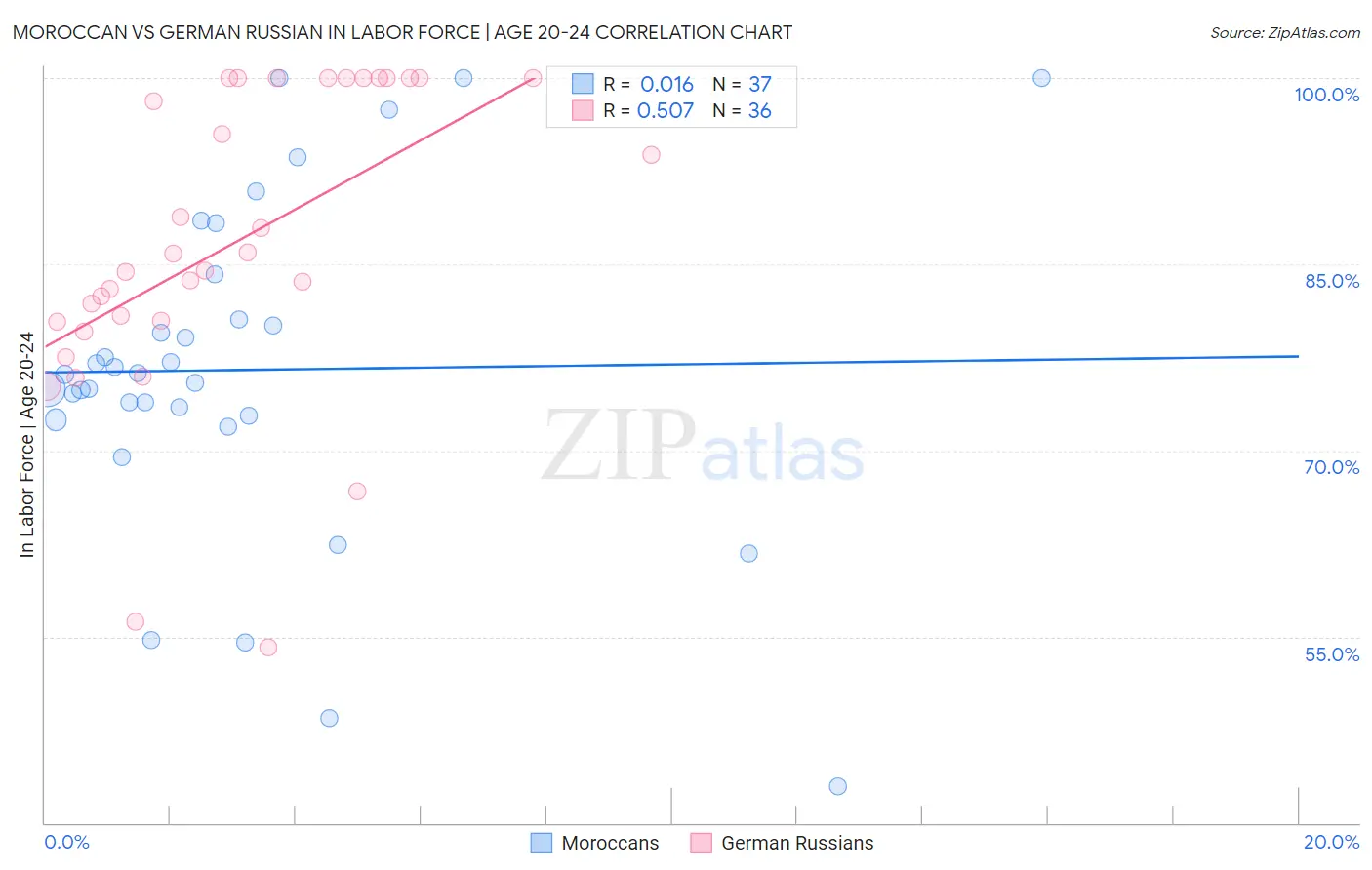 Moroccan vs German Russian In Labor Force | Age 20-24