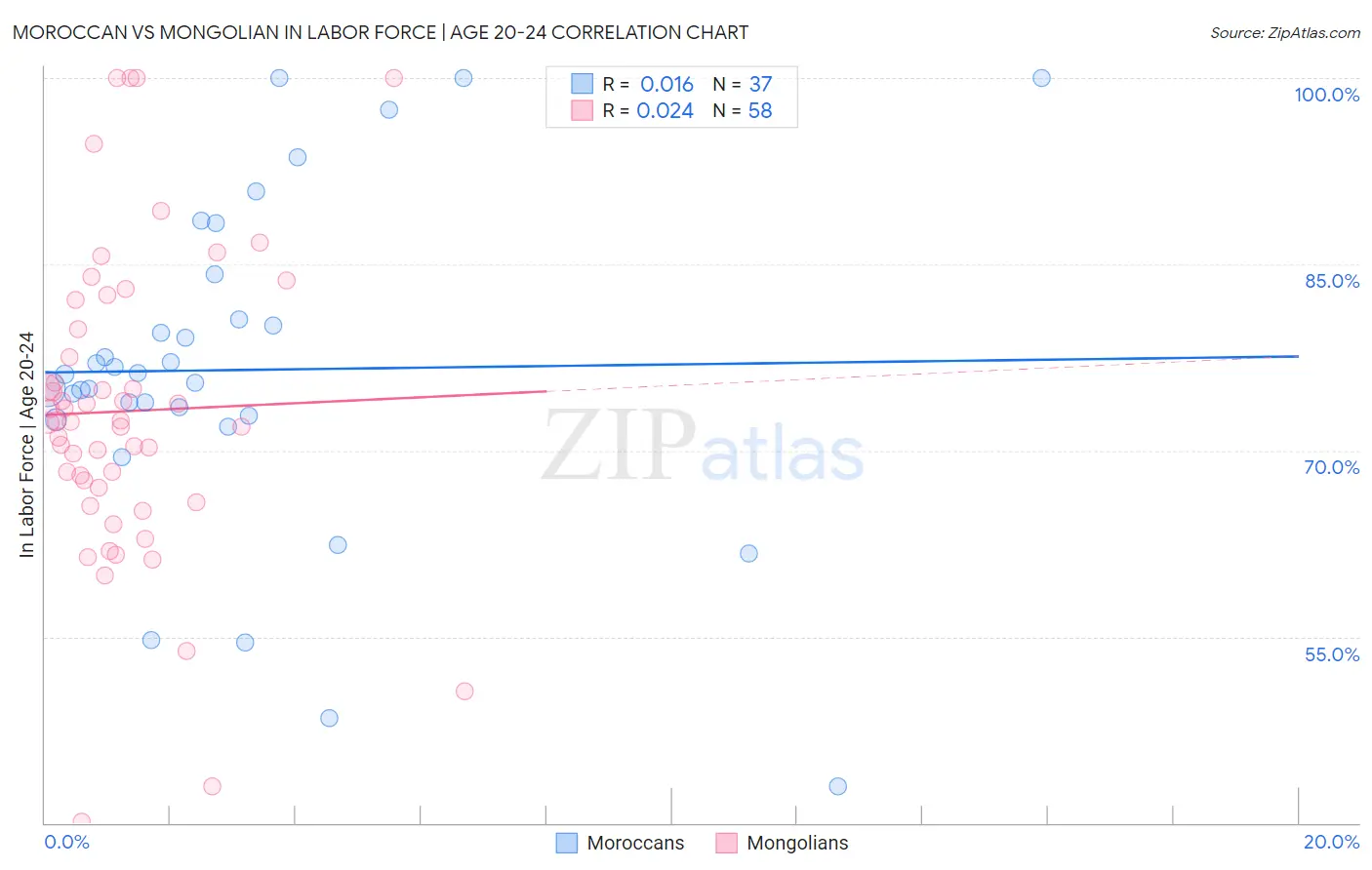 Moroccan vs Mongolian In Labor Force | Age 20-24