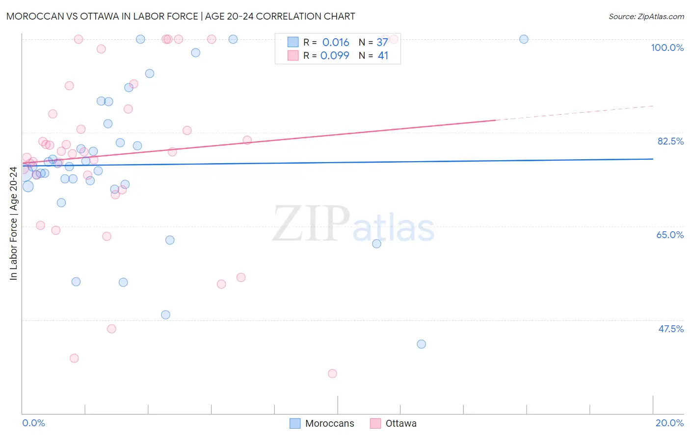 Moroccan vs Ottawa In Labor Force | Age 20-24