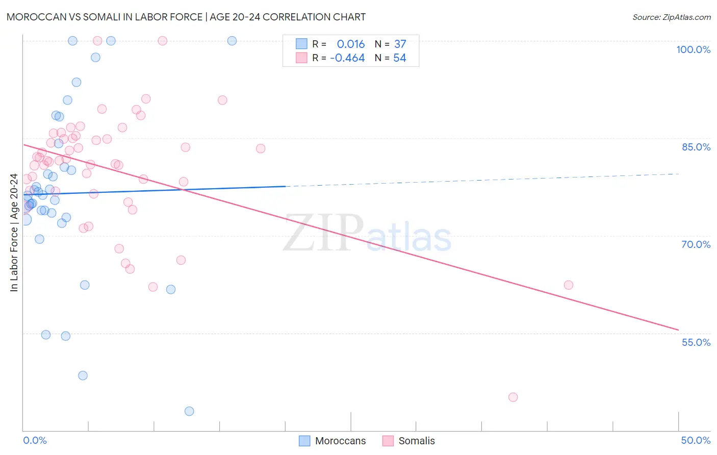 Moroccan vs Somali In Labor Force | Age 20-24
