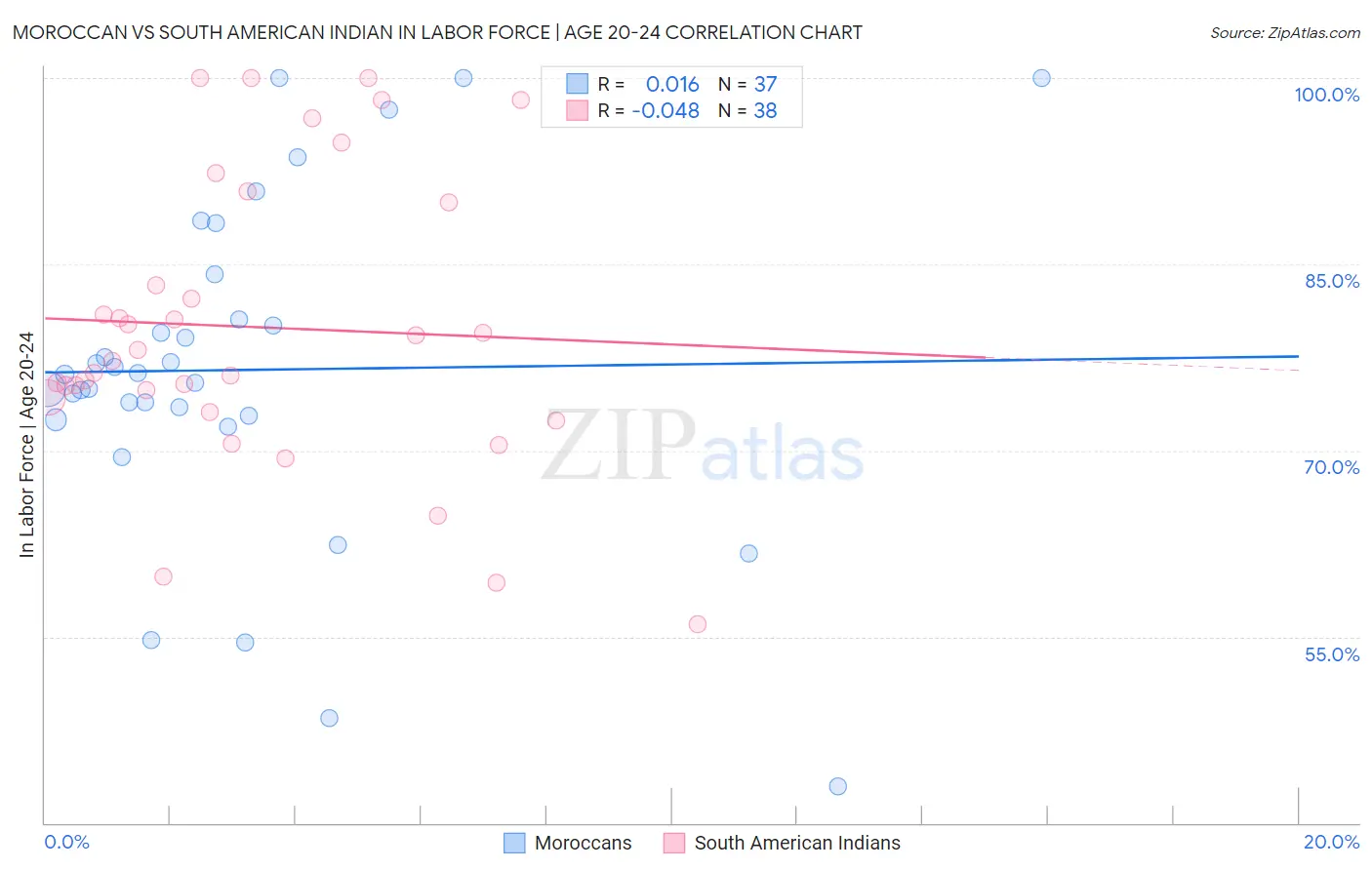 Moroccan vs South American Indian In Labor Force | Age 20-24