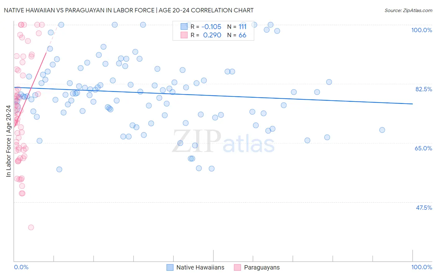 Native Hawaiian vs Paraguayan In Labor Force | Age 20-24