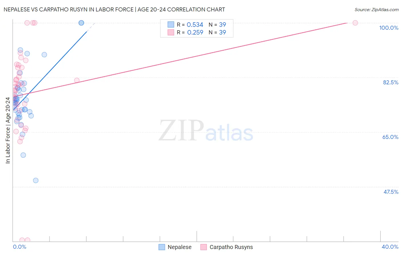 Nepalese vs Carpatho Rusyn In Labor Force | Age 20-24