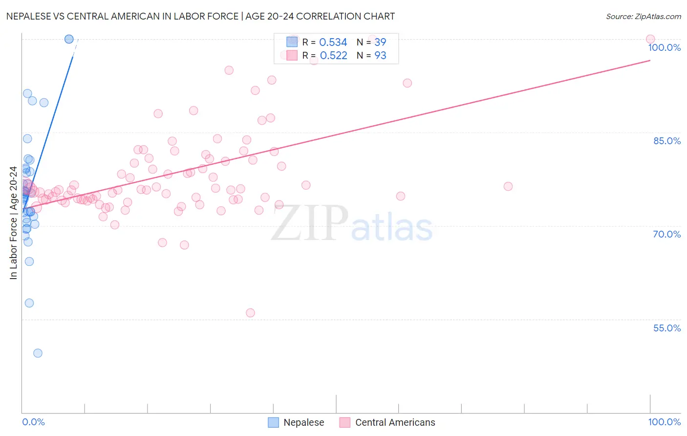 Nepalese vs Central American In Labor Force | Age 20-24